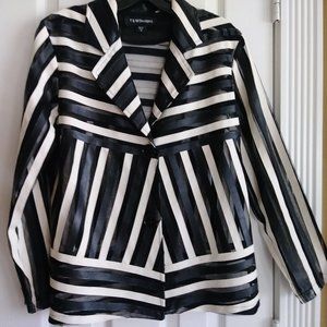 T&WDesigns Black/White leather  stripes top